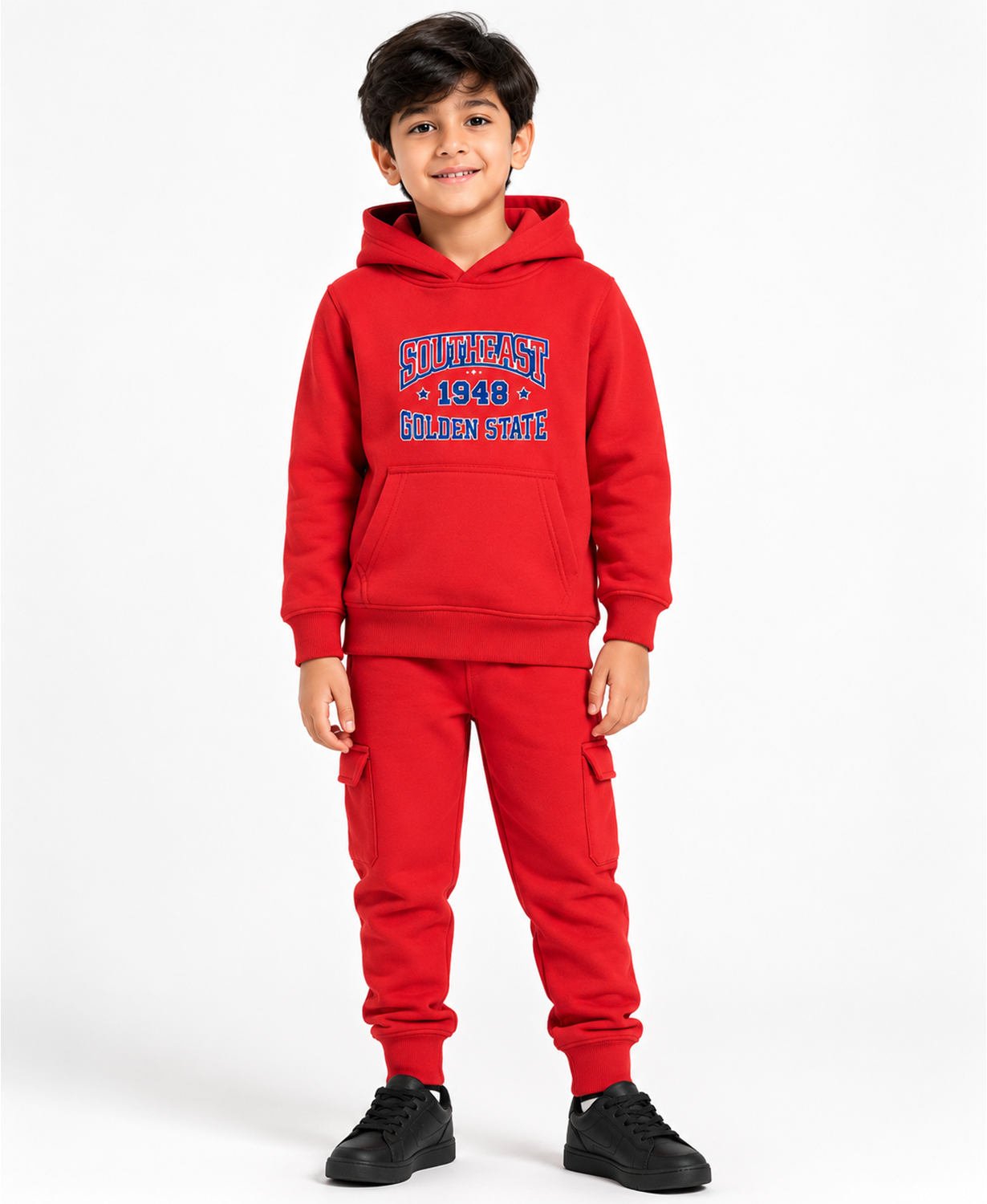 Hoodie & Cargo Jogger Set  Red MM-1001