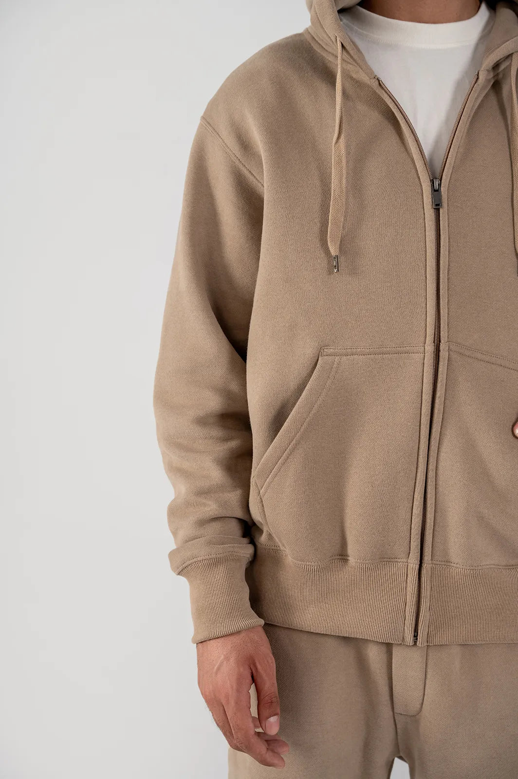 Men's Fleece Zipper Hoodie (Taupe Brown)