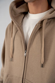 Men's Fleece Zipper Hoodie (Taupe Brown)