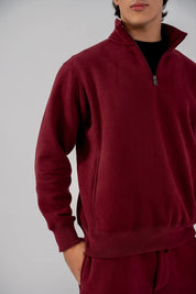 Men's Fleece Half Zipper (Burgundy)