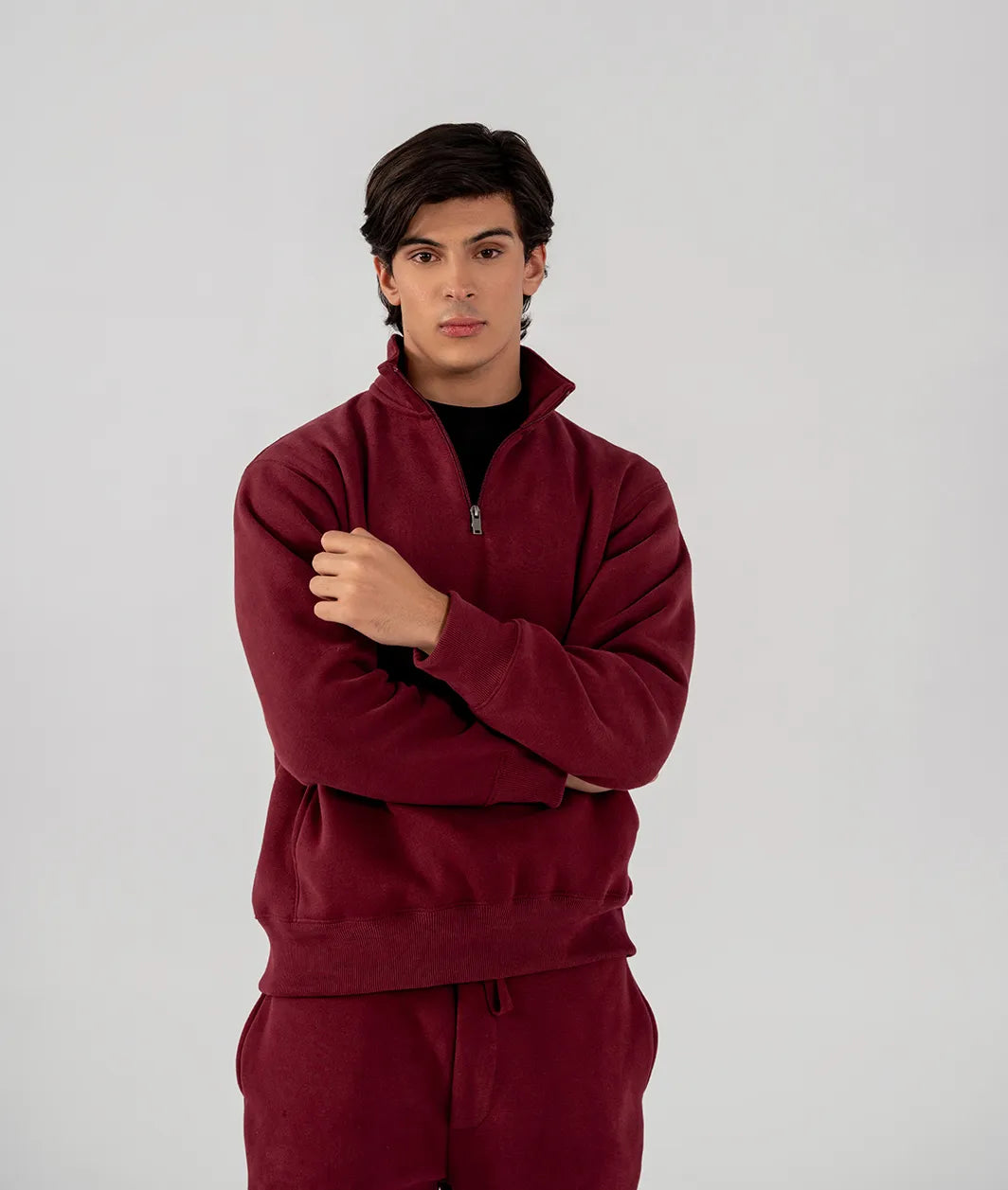 Men's Fleece Half Zipper Burgundy
