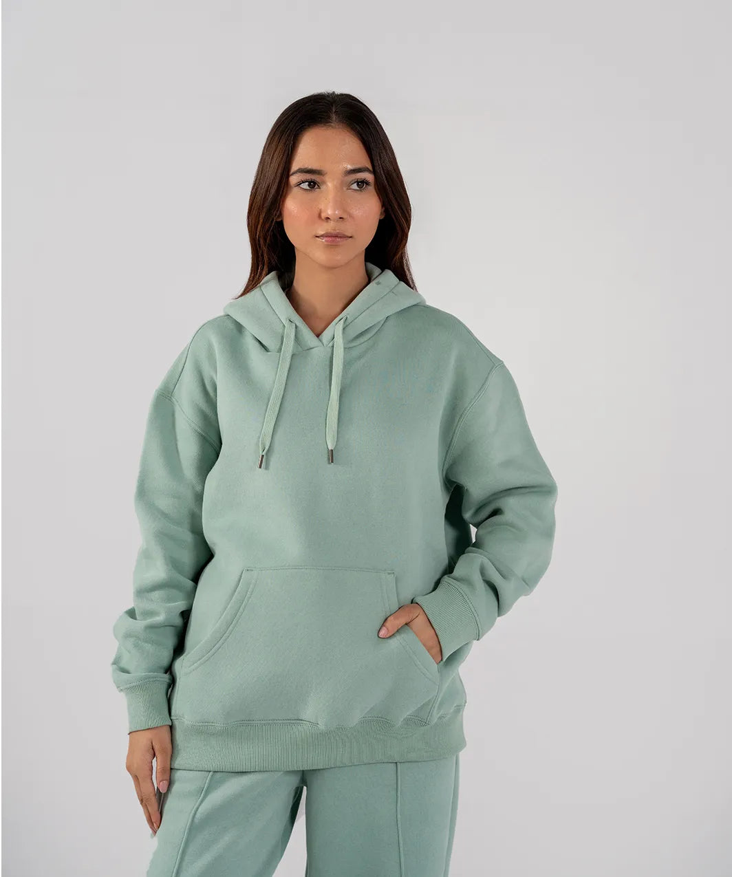 Ladies Fleece Hoodie Light Teal