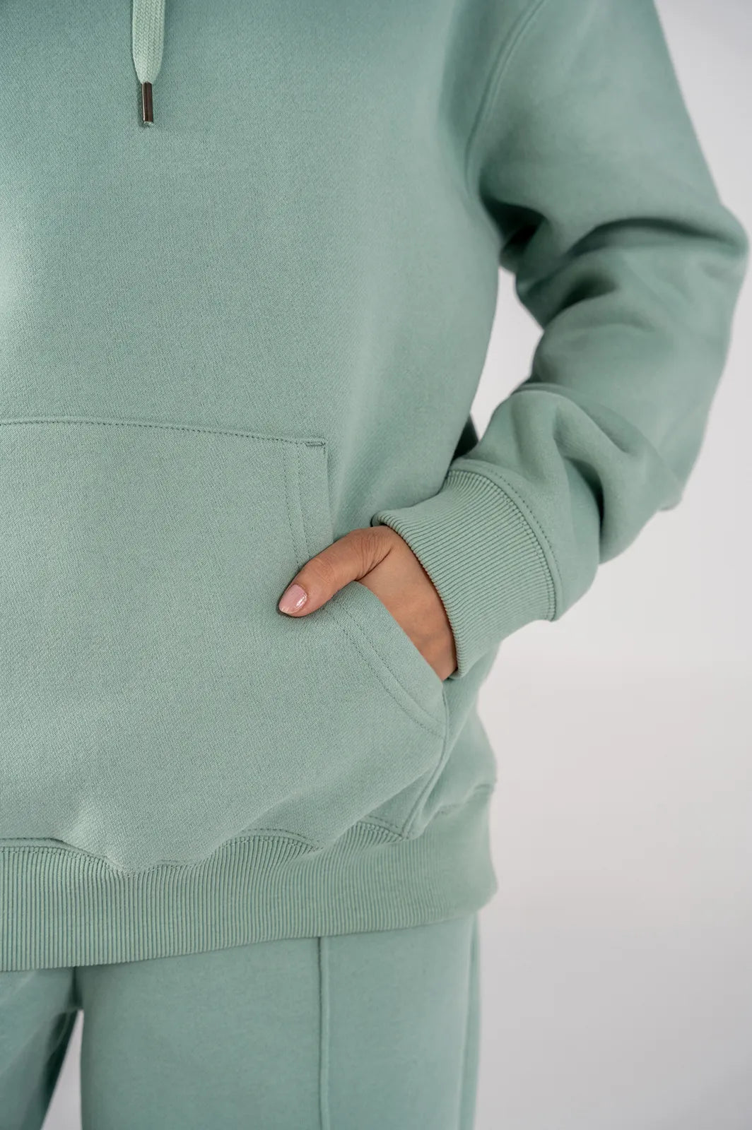 Ladies Fleece Hoodie (Light Teal)