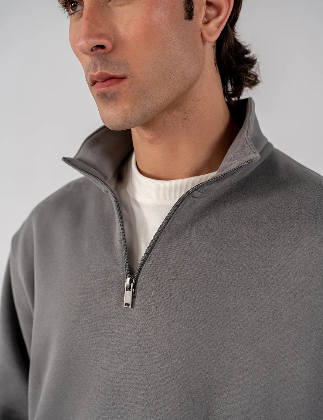 Men's Fleece Half Zipper Grey