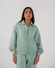 Ladies Collar Zip Jacket Light Teal