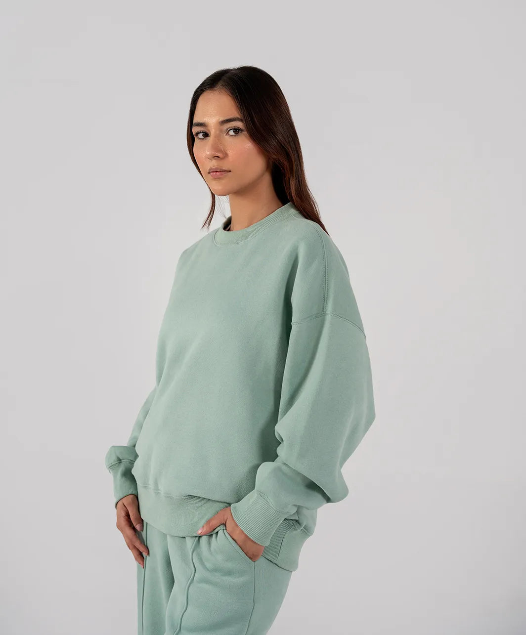 Ladies Fleece Sweatshirt (Light Teal)