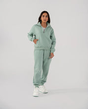 Ladies Fleece Half Zipper (Light Teal)
