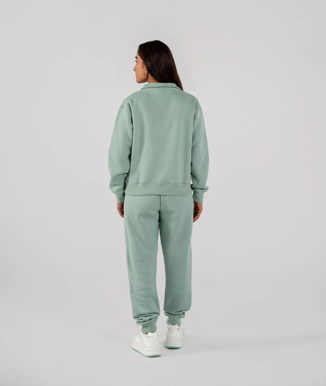 Ladies Fleece Half Zipper (Light Teal)