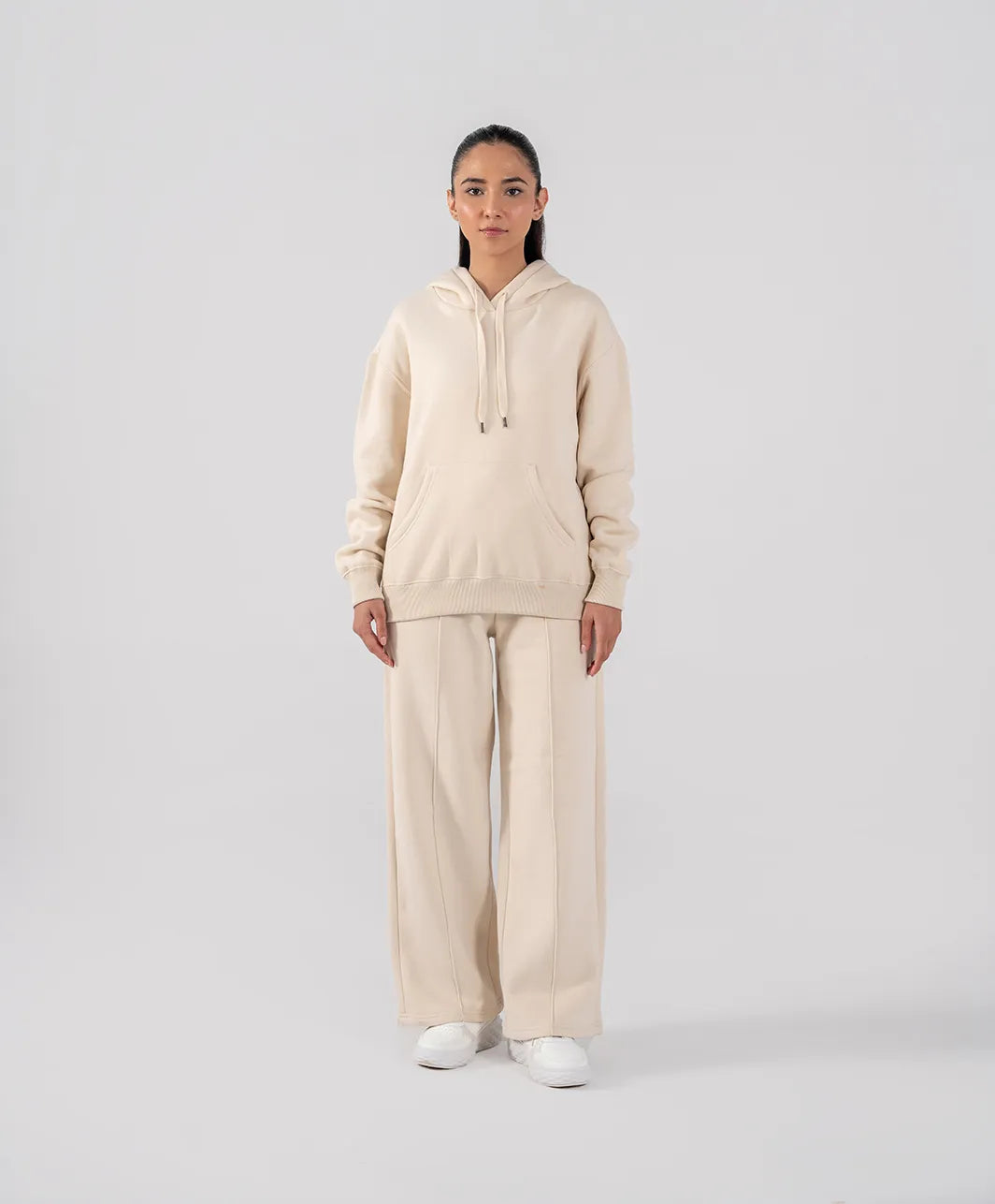 Ladies Fleece Hoodie (Ivory)