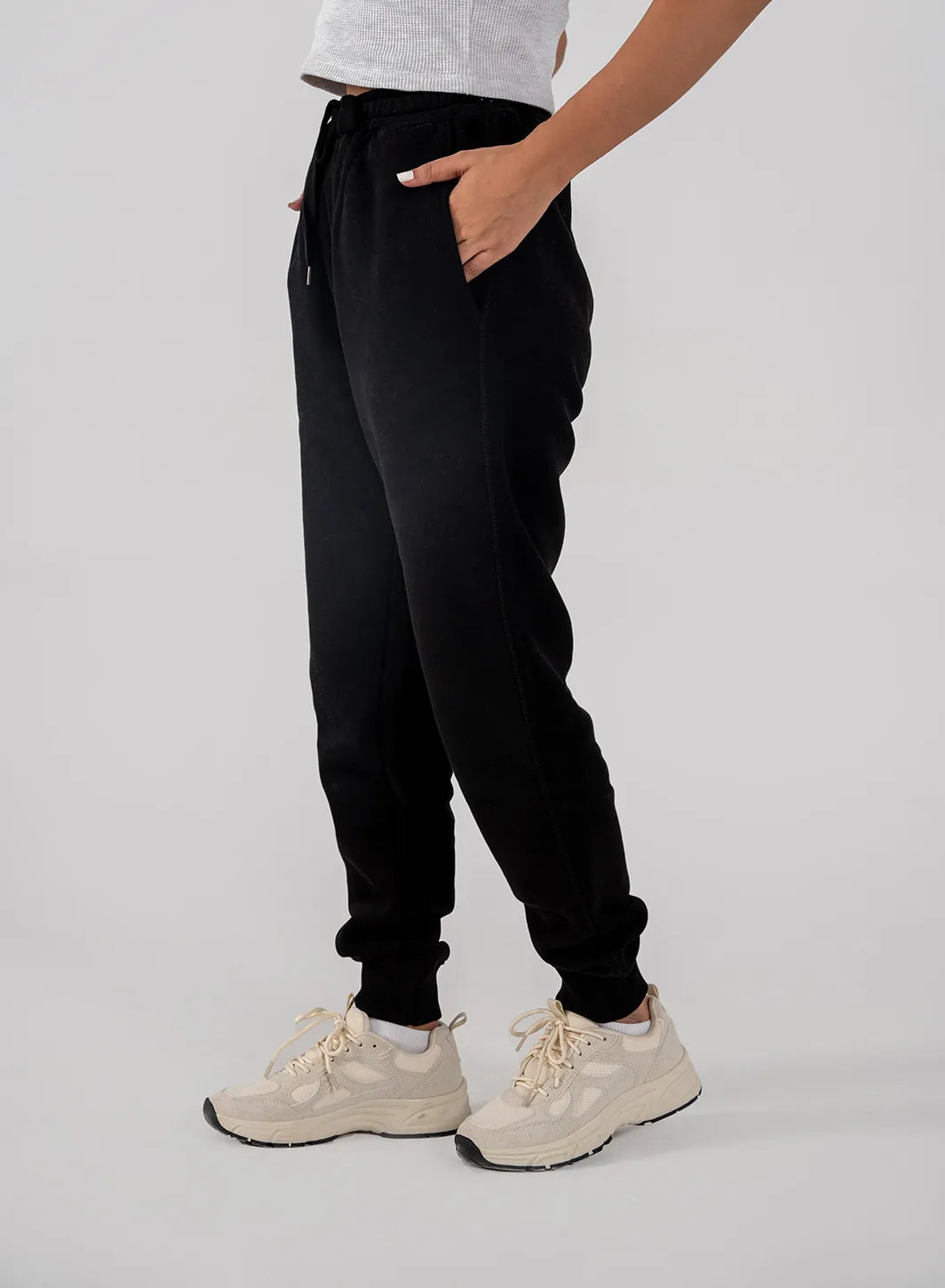 Ladies Fleece Elasticated Trouser (Black)