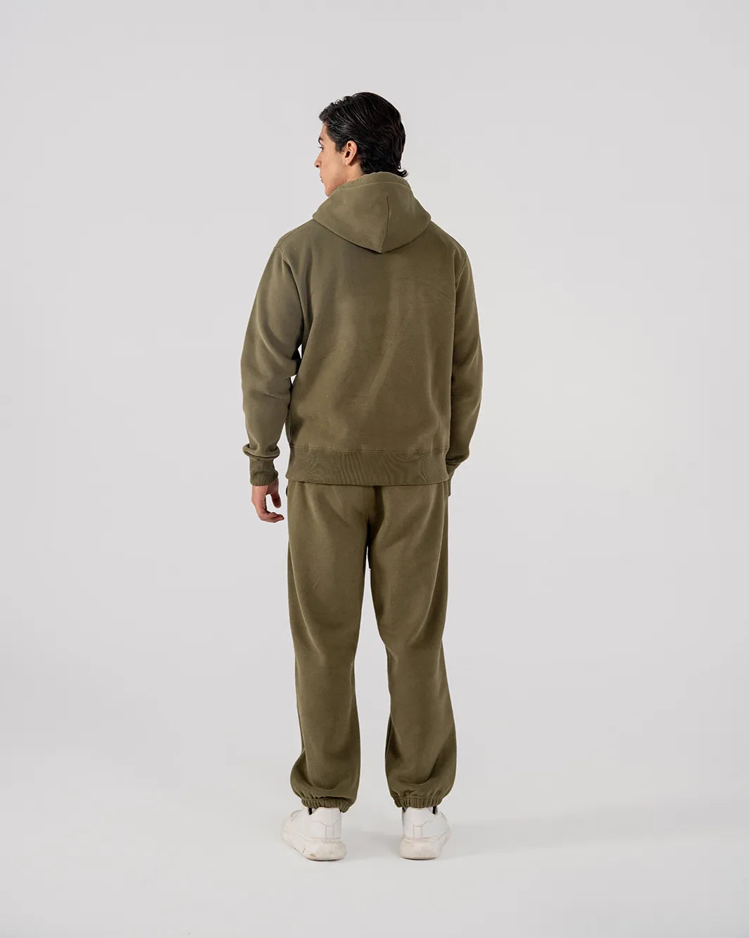 Men's Fleece Zipper Hoodie (Olive Green)
