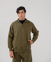 Men's Fleece Half Zipper Olive Green