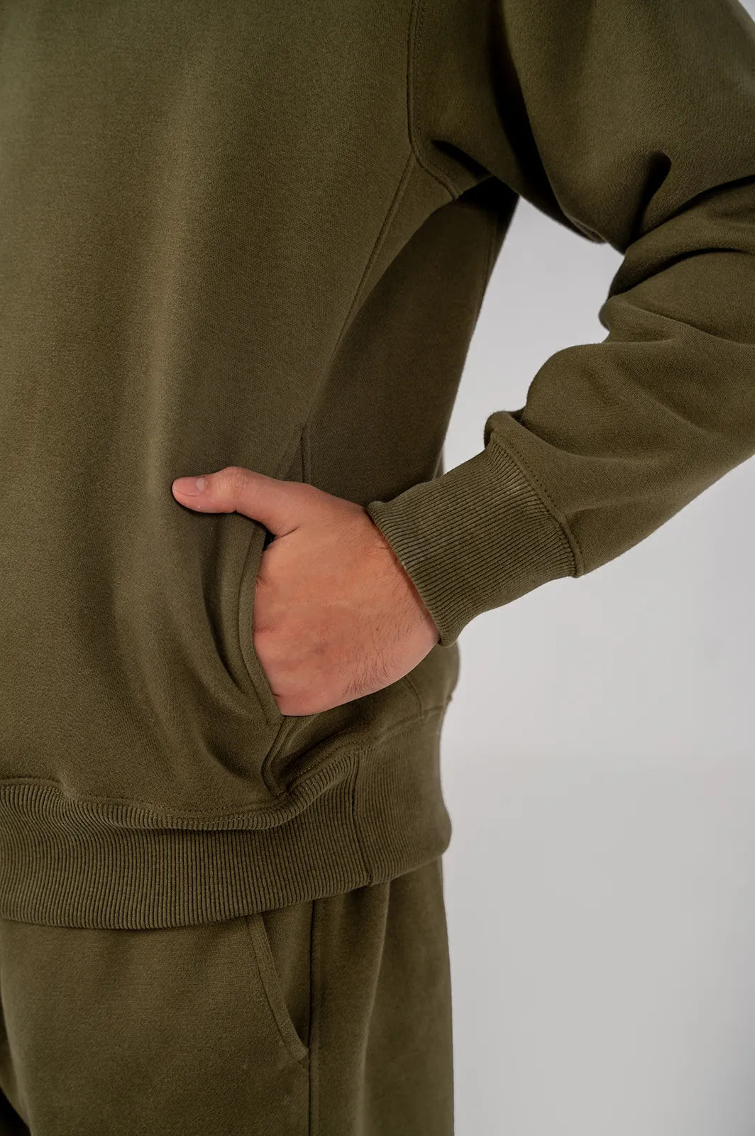 Men's Fleece Half Zipper (Olive Green)