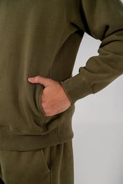Men's Fleece Half Zipper (Olive Green)