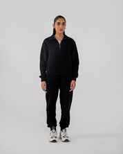 Ladies Fleece Half Zipper (Black)