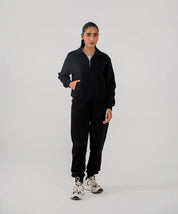 Ladies Fleece Half Zipper (Black)
