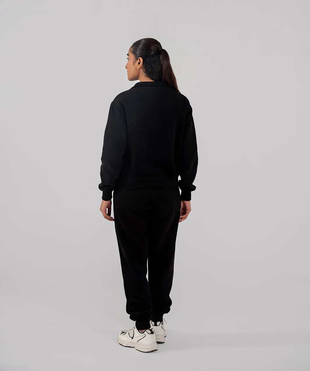 Ladies Fleece Half Zipper (Black)