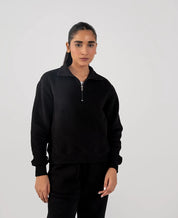 Ladies Fleece Half Zipper (Black)