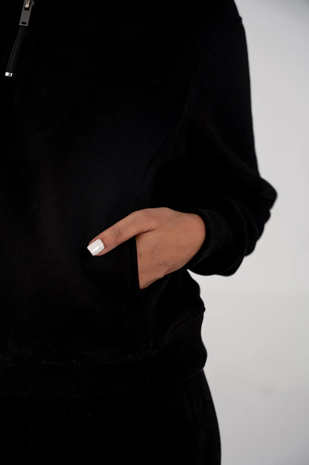 Ladies Fleece Half Zipper (Black)