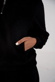 Ladies Fleece Half Zipper (Black)