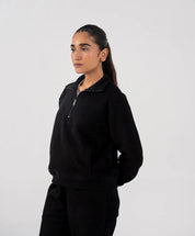 Ladies Fleece Half Zipper (Black)