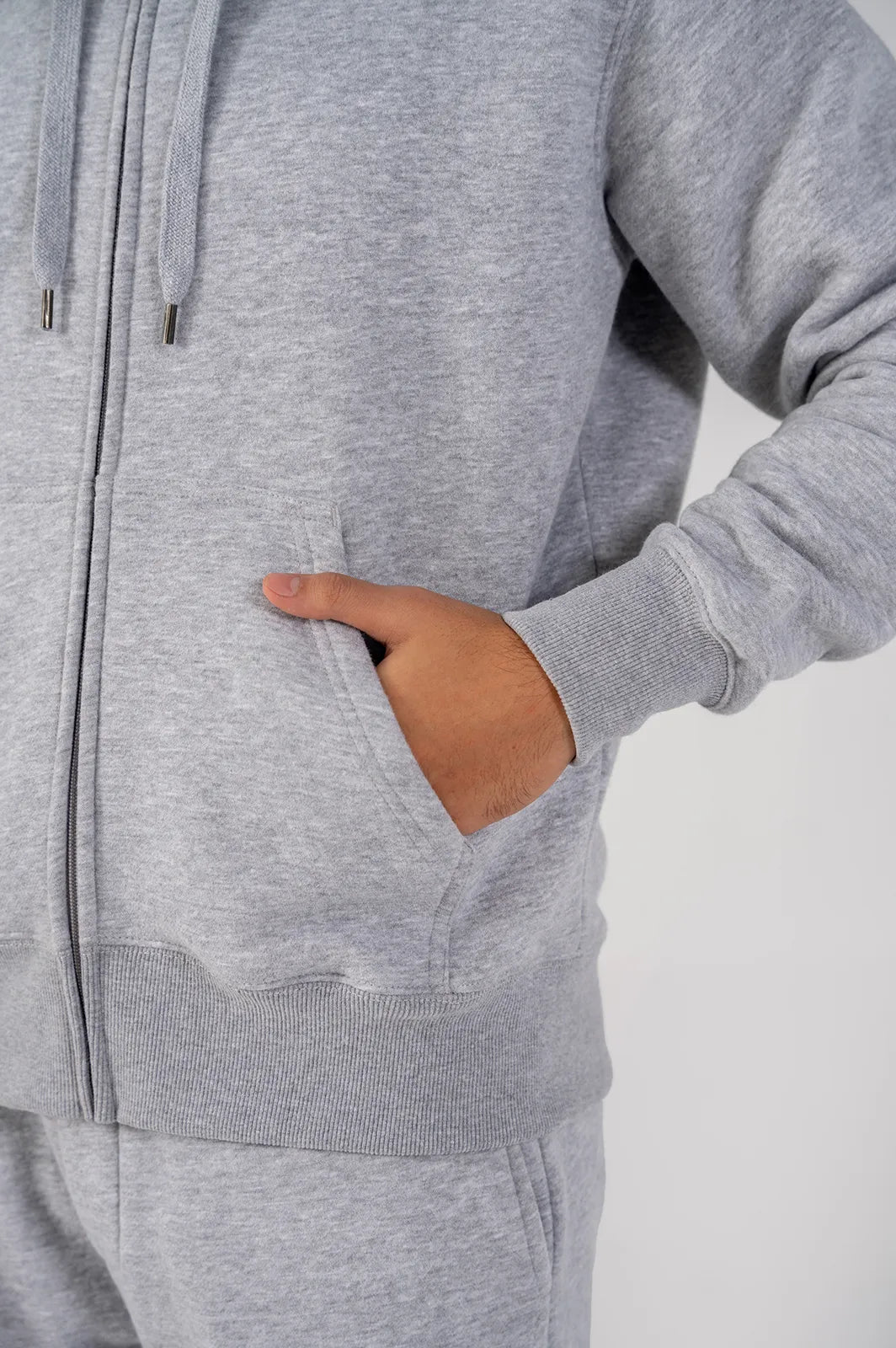 Men's Fleece Zipper Hoodie (Grey Melange)