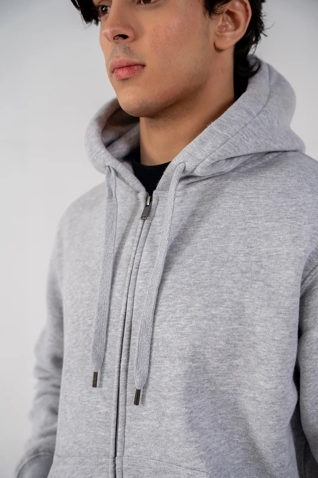 Men's Fleece Zipper Hoodie (Grey Melange)