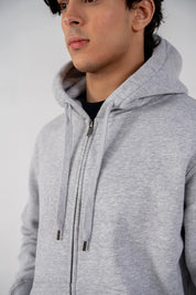 Men's Fleece Zipper Hoodie (Grey Melange)