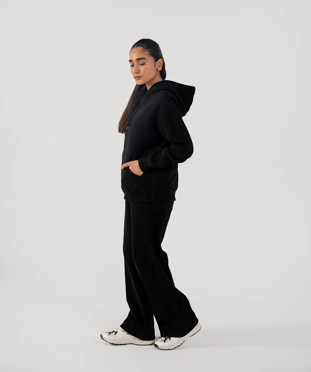 Ladies Fleece Hoodie (Black)