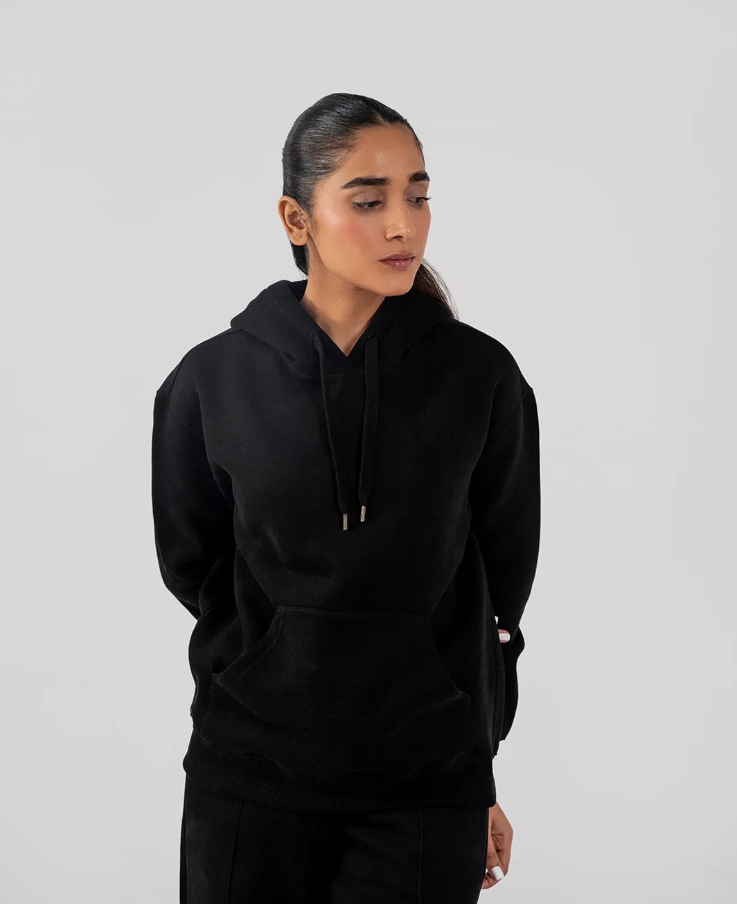 Ladies Fleece Hoodie (Black)
