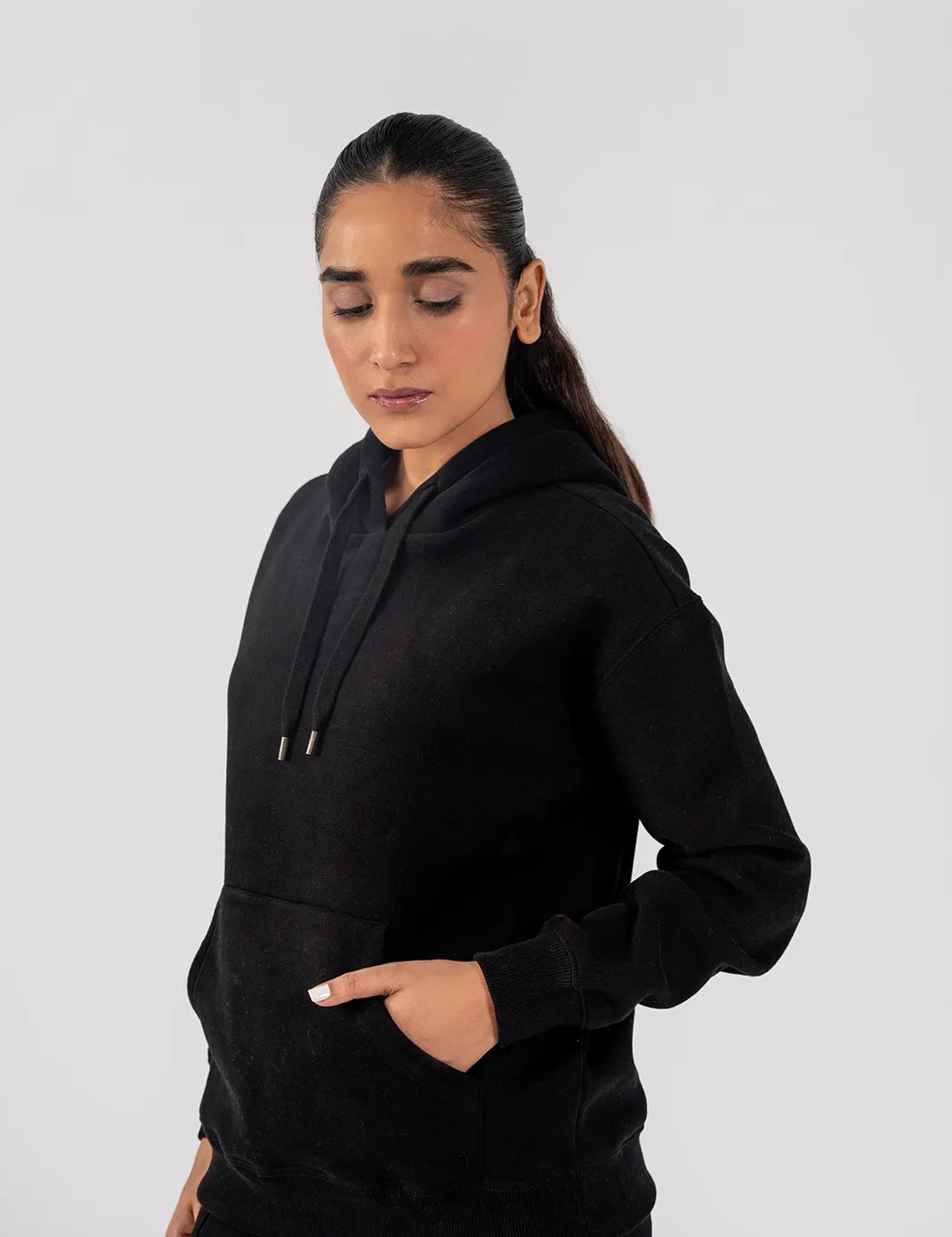 Ladies Fleece Hoodie Black
