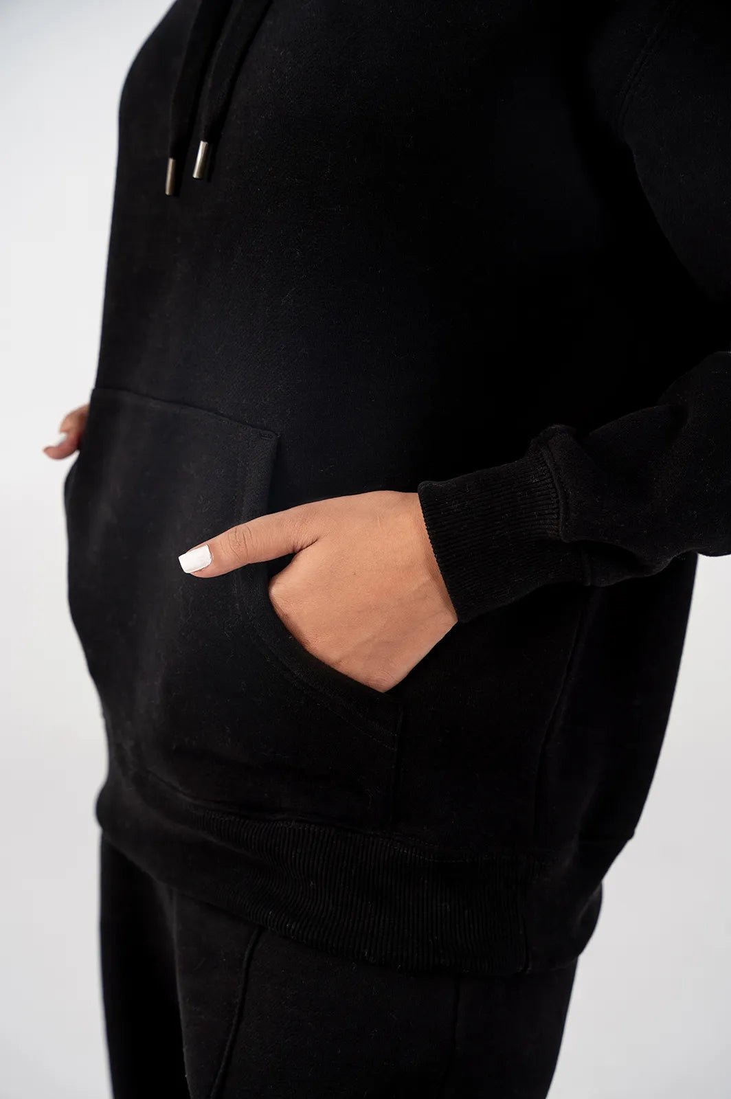 Ladies Fleece Hoodie (Black)