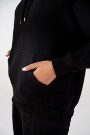 Ladies Fleece Hoodie (Black)