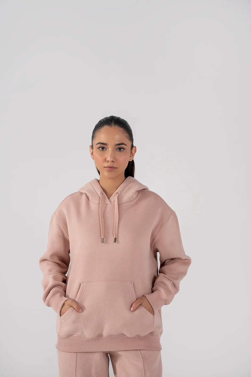 Ladies Fleece Hoodie Pink 