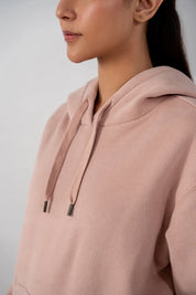 Ladies Fleece Hoodie (Pastel Pink)