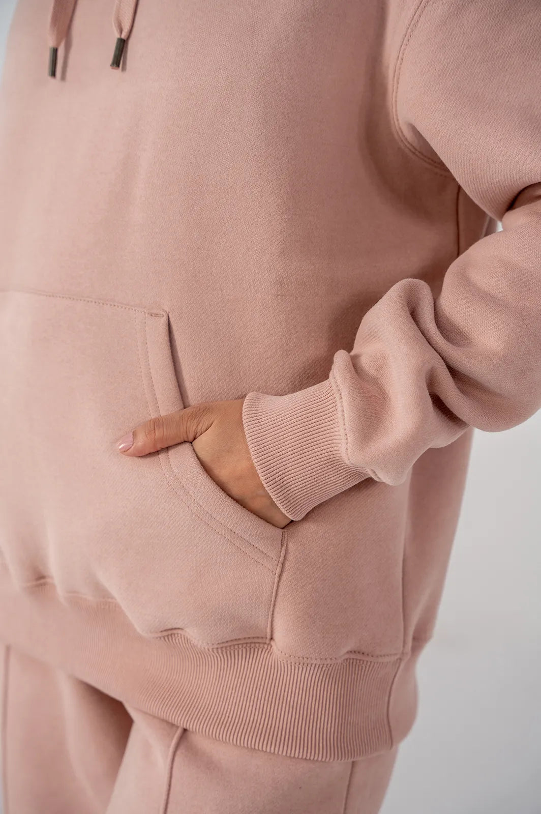 Ladies Fleece Hoodie (Pastel Pink)