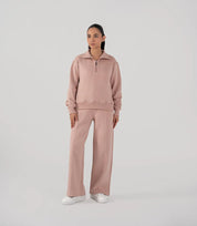 Ladies Fleece Half Zipper (Pastel Pink)