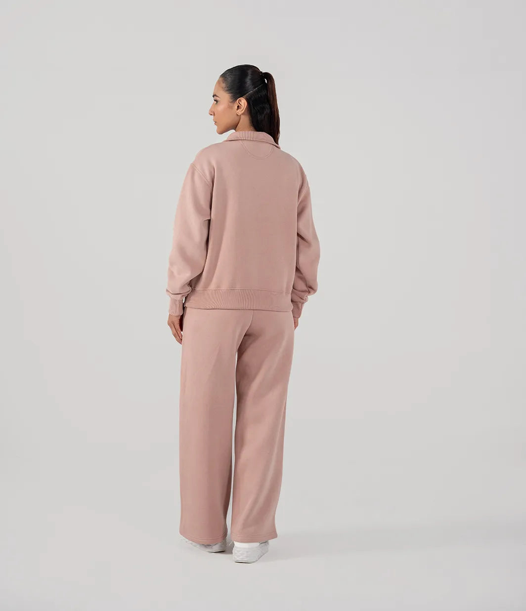 Ladies Fleece Half Zipper (Pastel Pink)