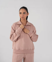 Ladies Fleece Half Zipper Pastel Pink