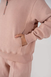 Ladies Fleece Half Zipper (Pastel Pink)