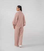Ladies Collar Zip Jacket (Pastel Pink)