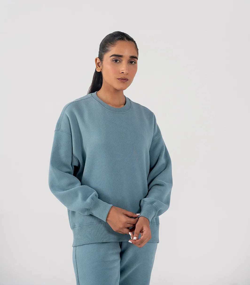 Ladies Fleece Sweatshirt (Steel Blue)