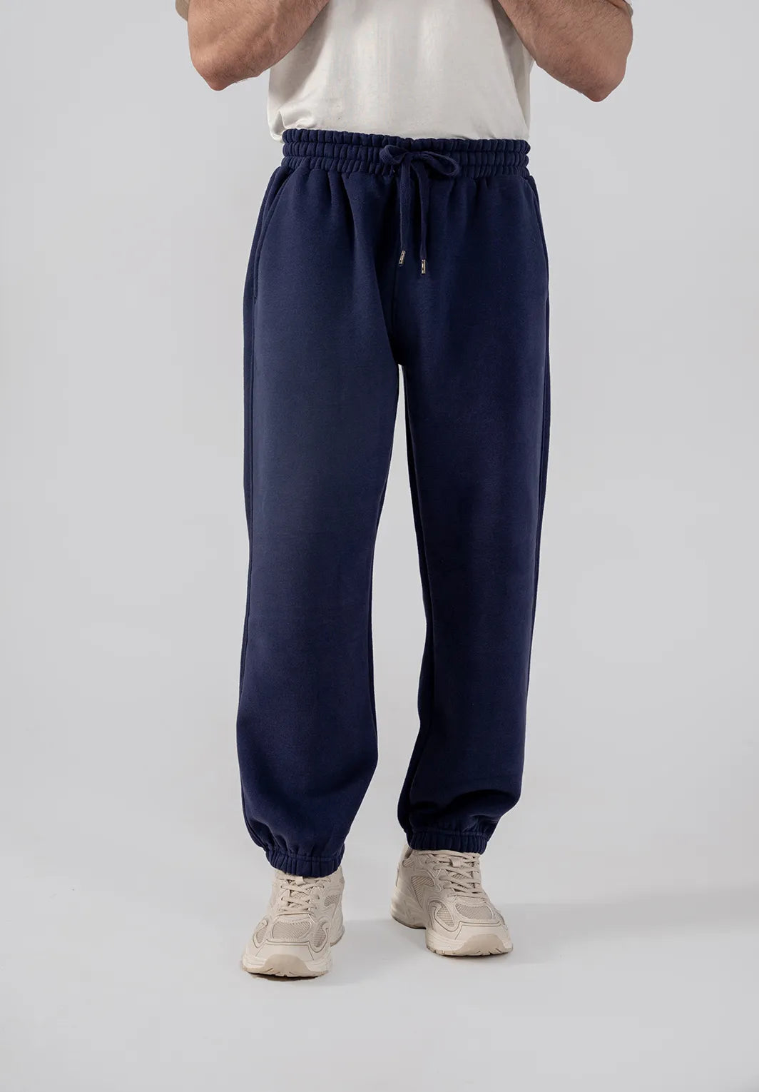 Men's Fleece Elasticated Leg Opening Trousers (Navy)