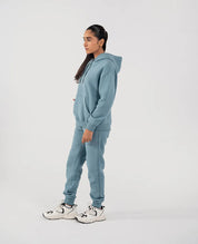 Ladies Fleece Hoodie (Steel Blue)
