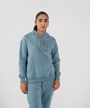 Ladies Fleece Hoodie Steel Blue
