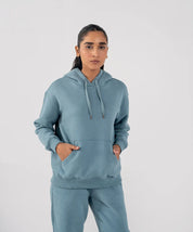 Ladies Fleece Hoodie Steel Blue