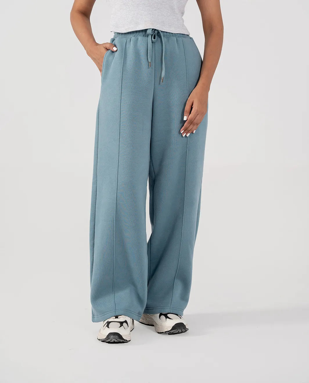 Ladies Fleece Straight Leg Trouser (Steel Blue)