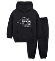 Graphic Hoodie & Cargo Jogger Set Black MM-1000